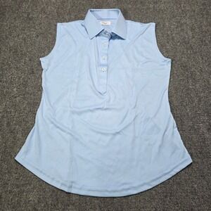 Collars & Co Womens Light Blue Sleeveless Dress Collar Polo Shirt Top Medium